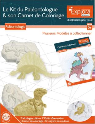 MGM - 39398 - EXPLORA Dinosaures Et Carnet de Coloriage - Kit De Paléontologue