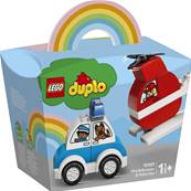 LEGO - Helicoptere pompier vehicule police duplo
