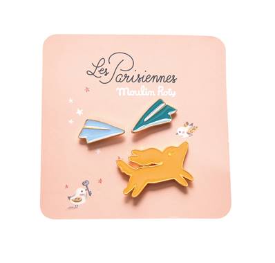 MOULIN ROTY - Set de 3 pin s laqués chien les parisiennes