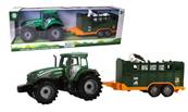 MGM - Tracteur vert 44 cm a friction avec remorque et animal - apd 3 ans - 46.5x11.5x15 cm