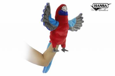 HANSA - Rosella rouge marionnette 50cmh