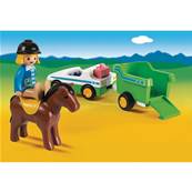 PLAYMOBIL - Cavaliere +voiture +remq 1.2.3