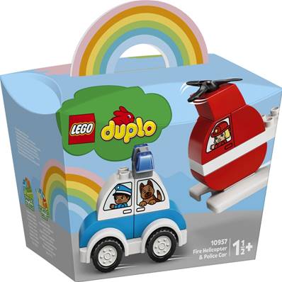 LEGO - Helicoptere pompier vehicule police duplo