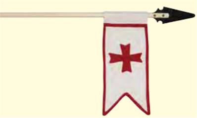VAH - Lance, fanion blanc avec croix rouge, 107 cm