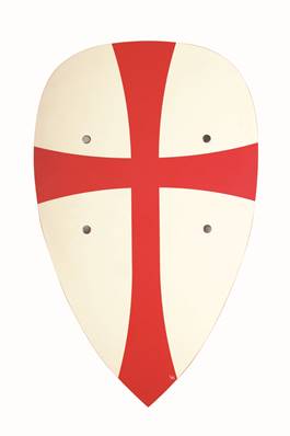 VAH - Bouclier templier, en amande, rouge/bl. 30/50 cm