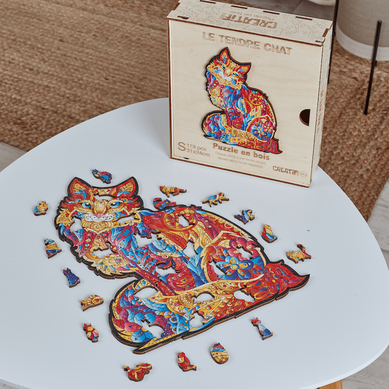 Tendre Chat Puzzle en bois CREATIF PUZZLE