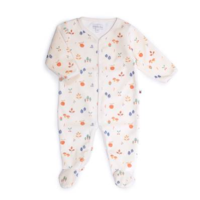 MOULIN ROTY - Pyjama 6m velours blanc cassé impression cueillette pomme des bois