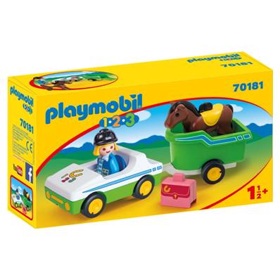PLAYMOBIL - Cavaliere +voiture +remq 1.2.3