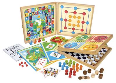 JEUJURA - Coffret de jeux classiques - 80 regles - pions bois