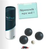 OUT2PLAY - 3 boules de petanque noires mat striees 720g