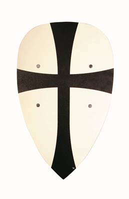 VAH - Bouclier templier, en amande, noir/blanc 30/50 cm