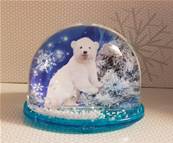 JLK - Boule à neige igloo effet photo socle bleu ou blanc neige visuel 4