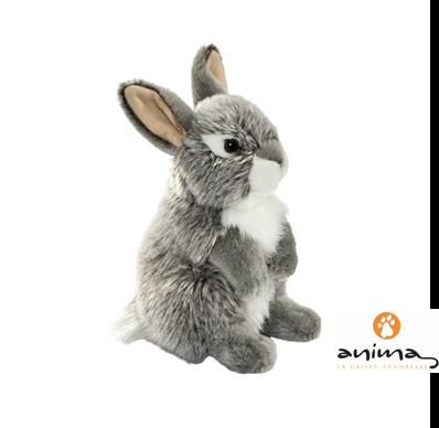 ANIMA - Lapin gris assis 17cmh